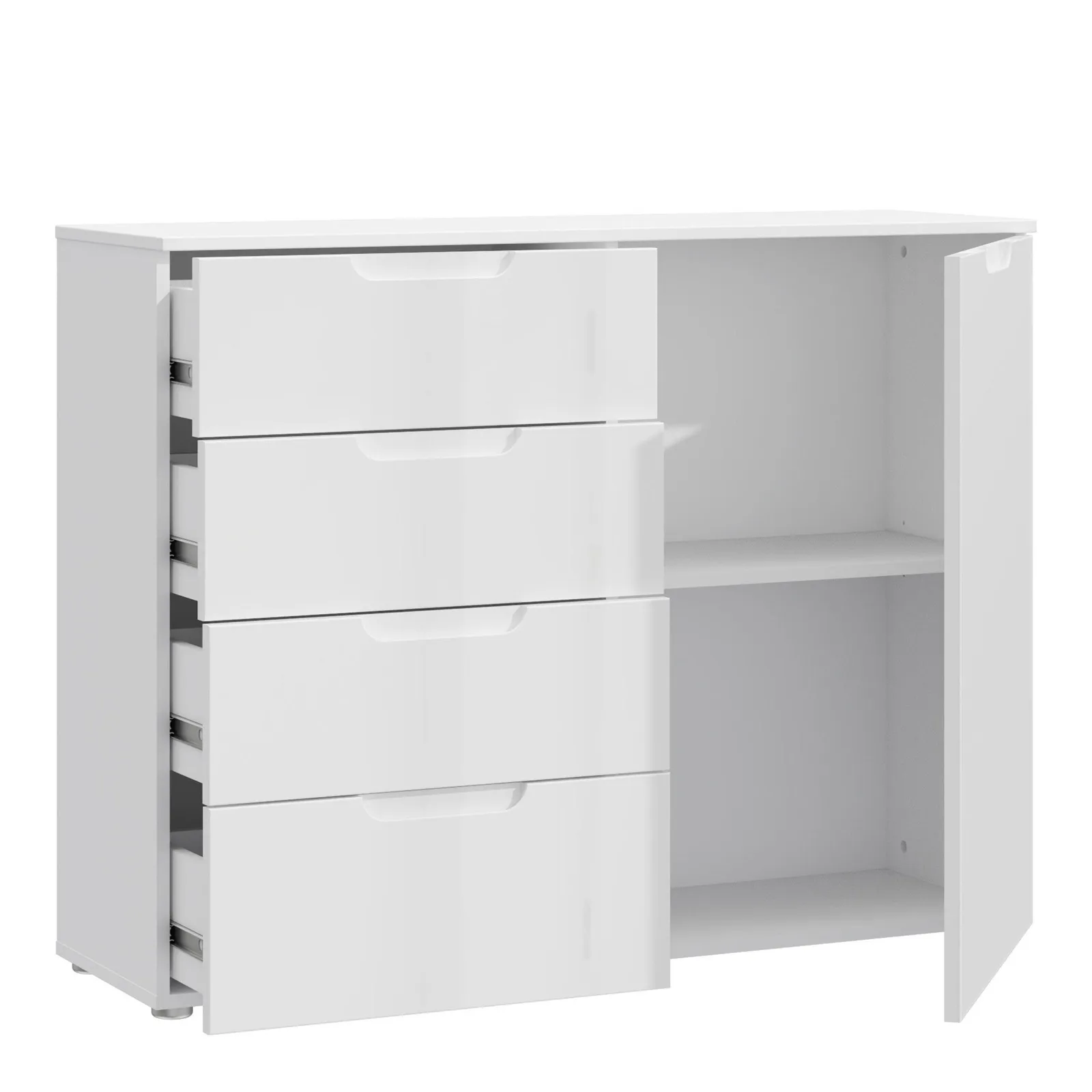 Furniture To Go Sienna 4 Chest of Drawers 1 Door in White 2