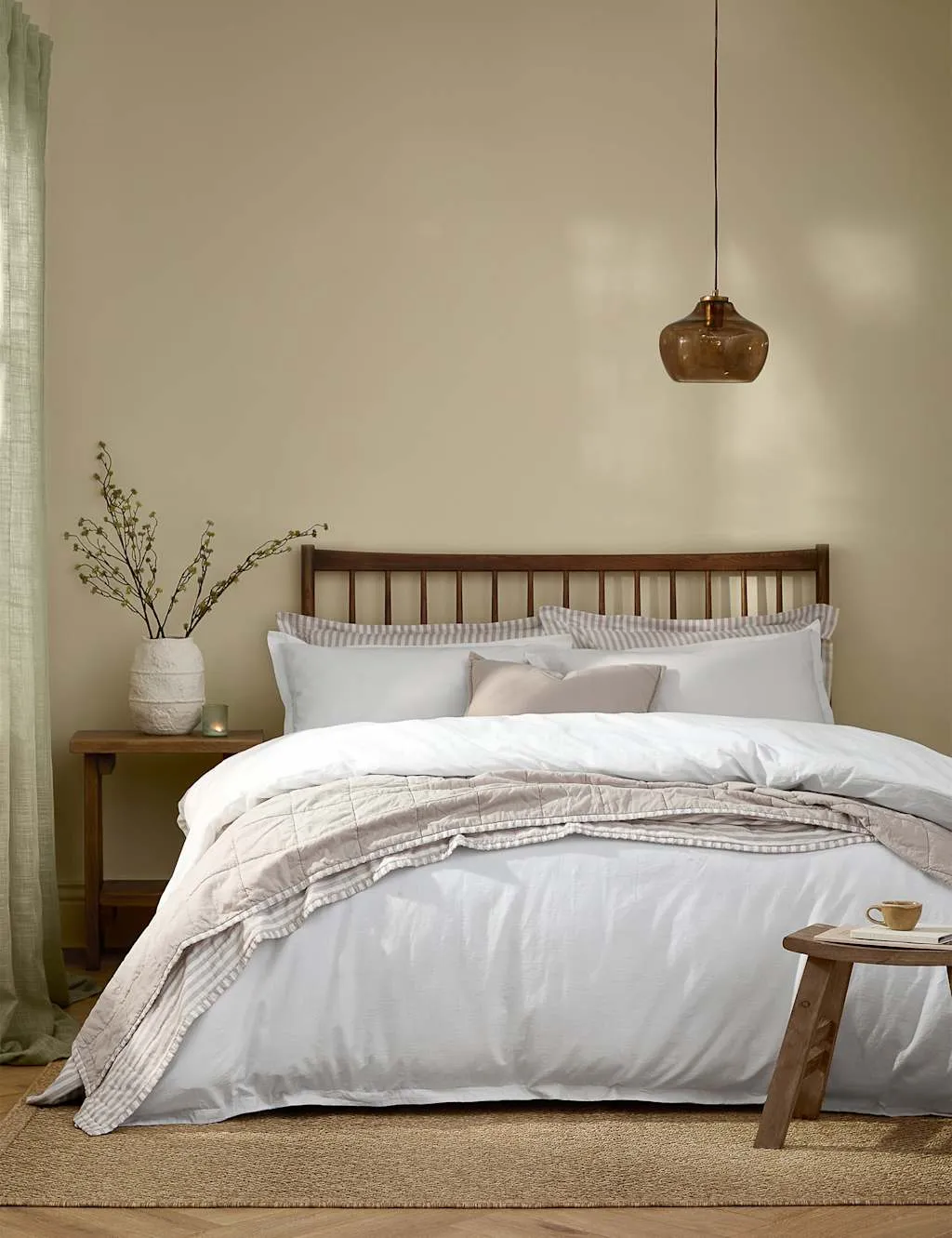 YARD Pure Cotton Percale Hebden Bedding Set White