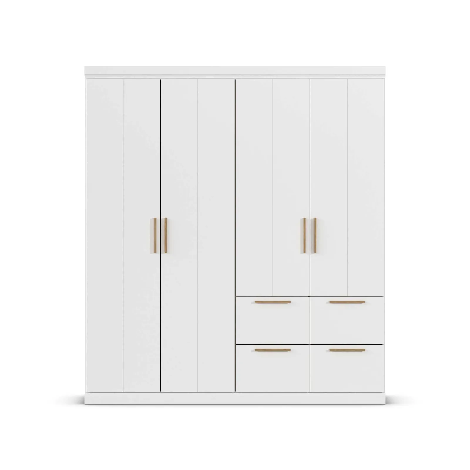 Malham 4 Door Hinged Wardrobe 181X203Cm With Cornice, White Wood | Barker & Stonehouse 3