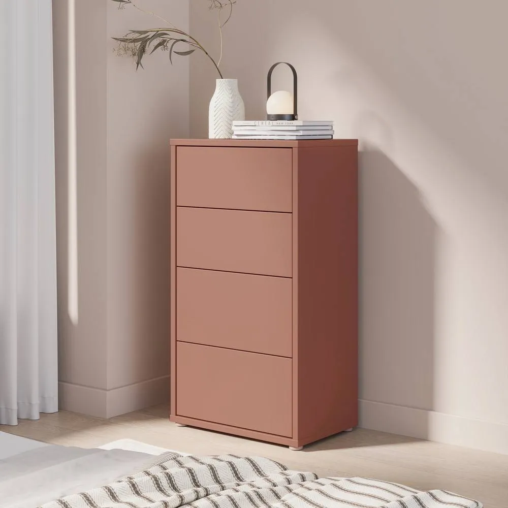 Furniture To Go Alice Springs Tall 4 Drawer Chest with Push-Open Drawers in Terracotta 6