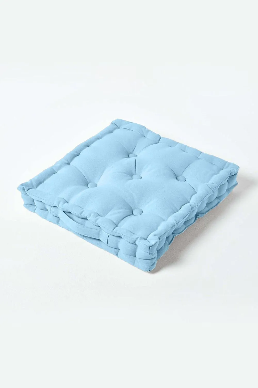 Homescapes Plain Cotton Floor Cushion in Blue 1