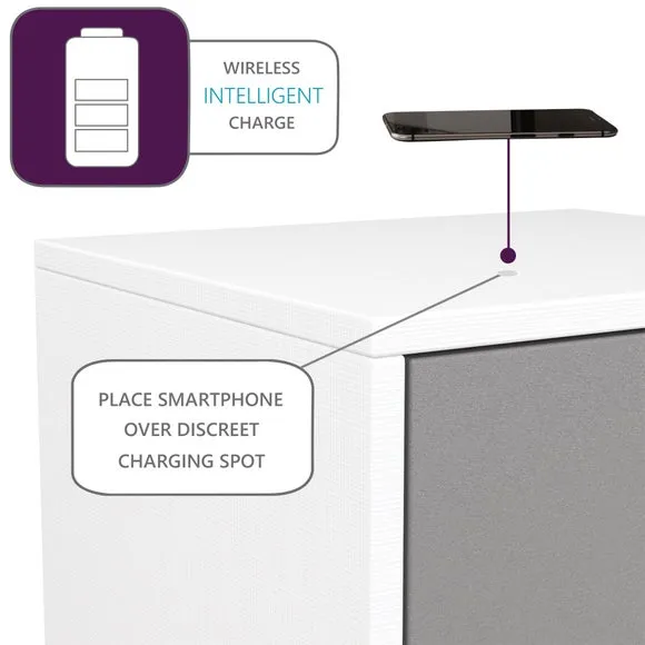 LED Smart Click 1 Door & 1 Door Lamp Table, White & Grey 5