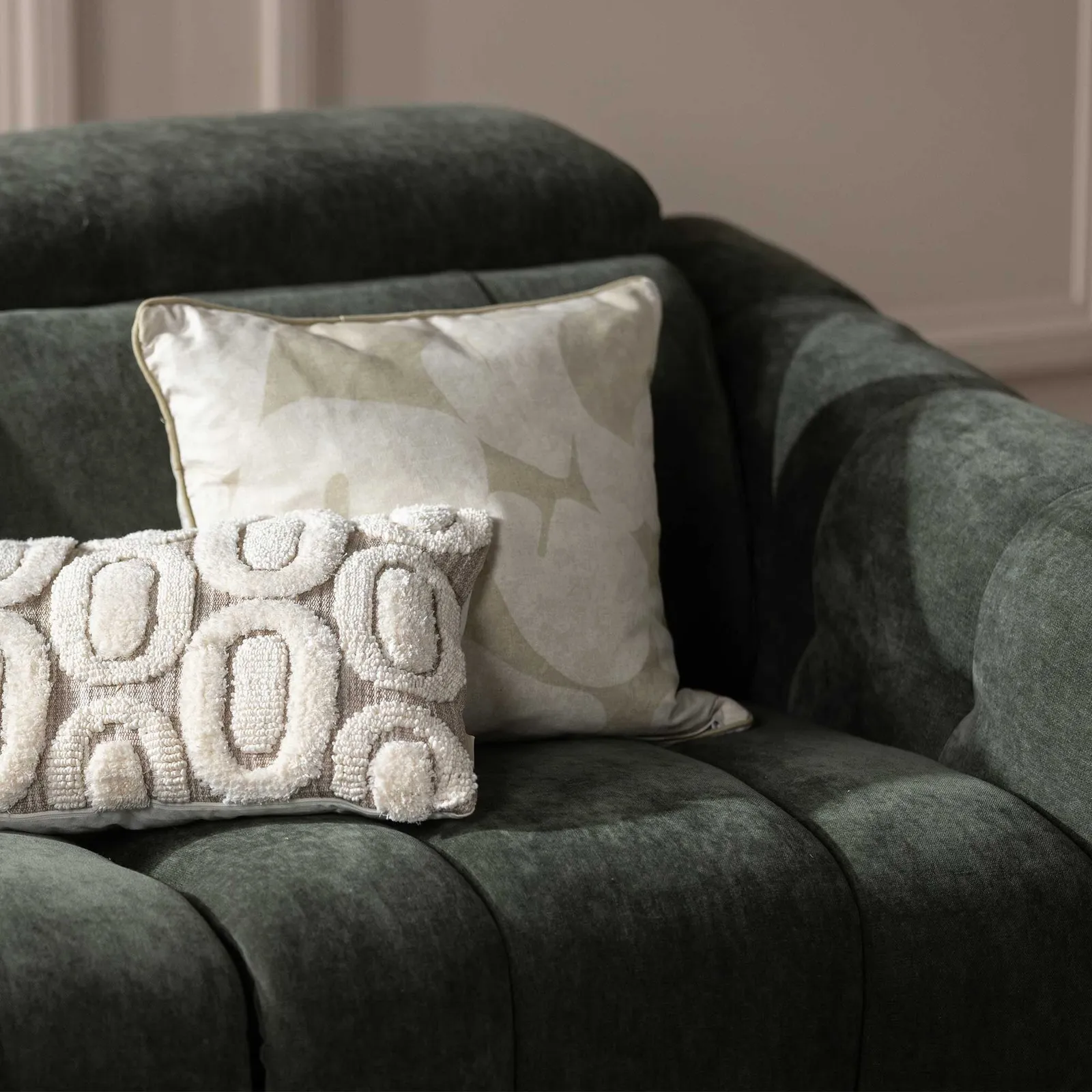 Montgomery 2 Power Seater & Headrest Recliner Sofa, Green Fabric | Barker & Stonehouse 6