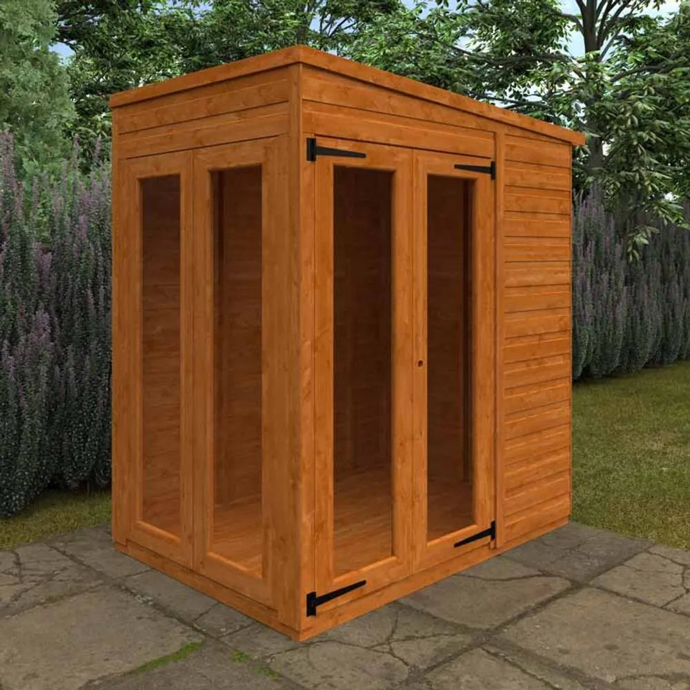 Buttercup Farm 4x6 Flex Pent Full Pane Summerhouse 12mm Flex - L123.8xW175xH203 cm in Burnt Orange 2