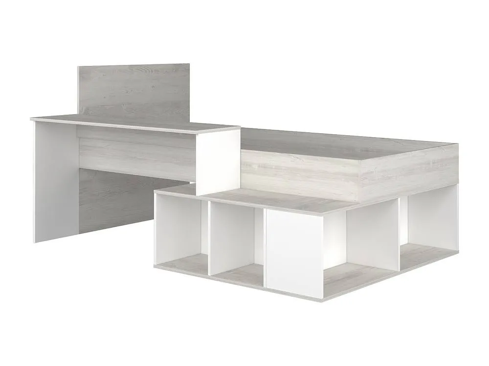 Vente-unique Combination Bed 90 X 200 Cm With Storage & Desk - Natural & White in Light Oak 6