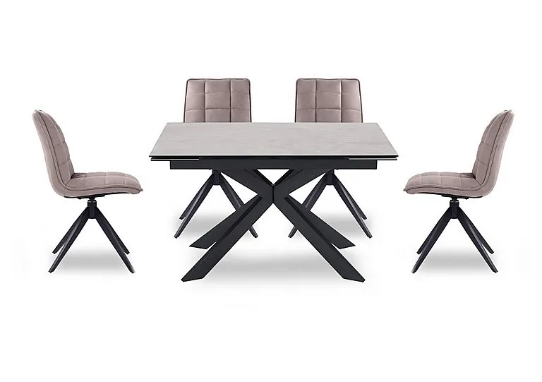 Luno Draw Leaf Extending Dining Table and 4 Swivel Chairs