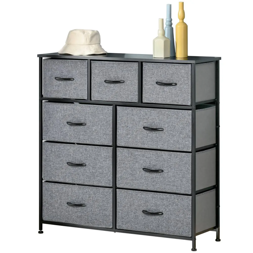 HOMCOM 9 Drawers Storage Chest Dresser Storage Organizer Unit in Black
