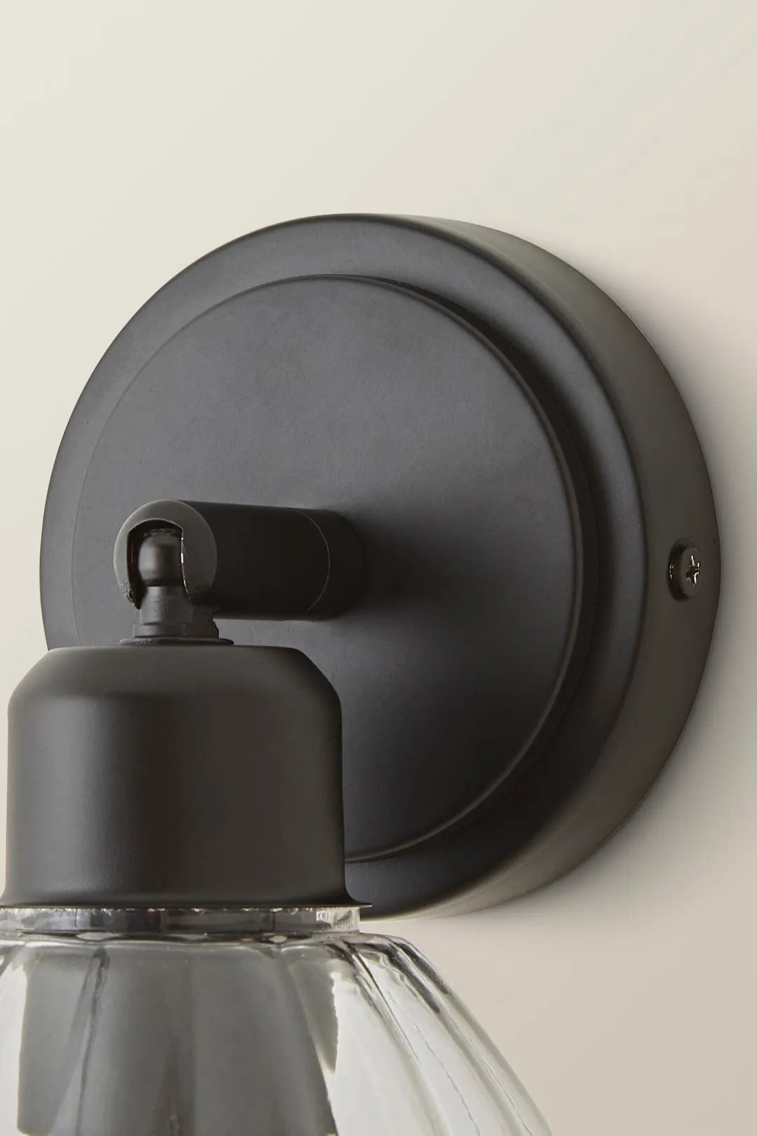 ValueLights Cheltenham Pair of Ribbed Glass Dome Adjustable Spotlight Wall Lights in Black 6