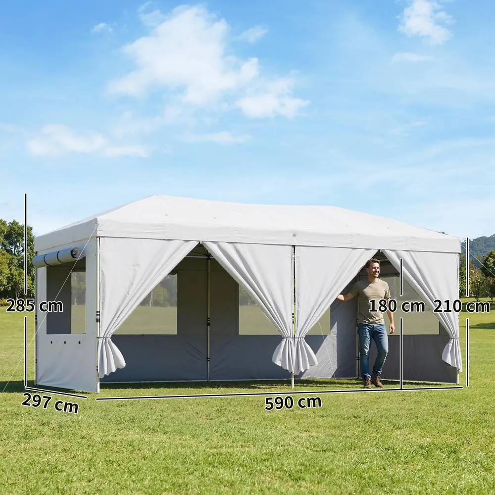 OUTSUNNY 3 x 6 m Pop Up Gazebo, UPF50+ Wedding Party Tent Marquee in White 3