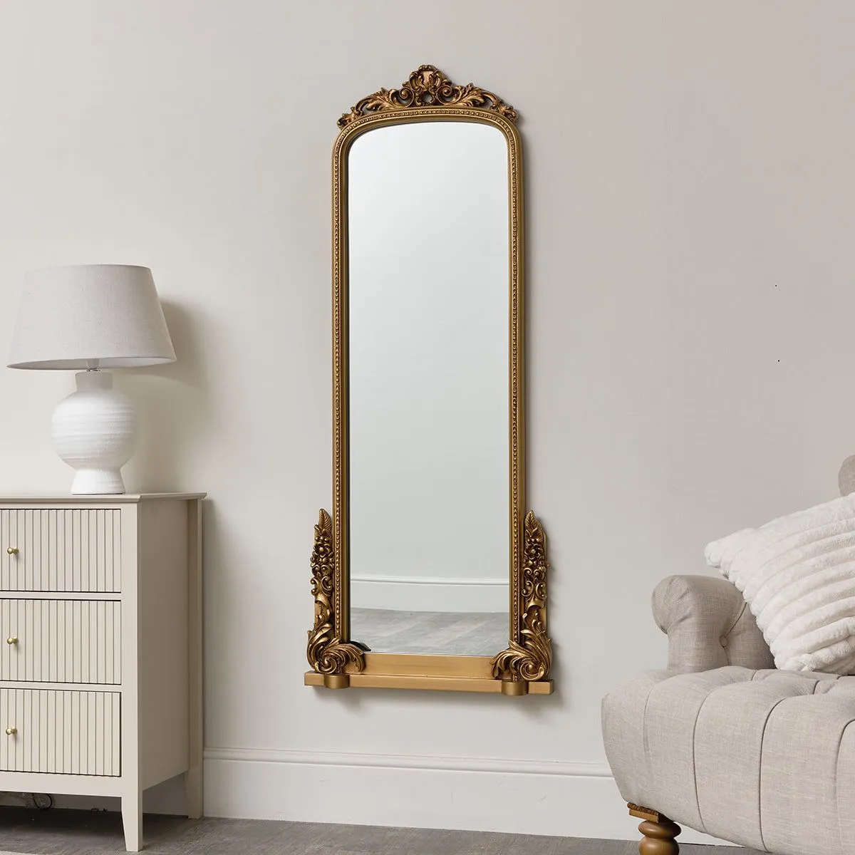 Melody Maison Large Tall Arch Antique Gold Ornate Mirror - 150cm X 60cm 3