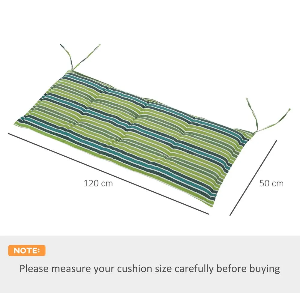OUTSUNNY 2 Pieces Replacement Cushions for Garden Bench, with Strips in Green 2