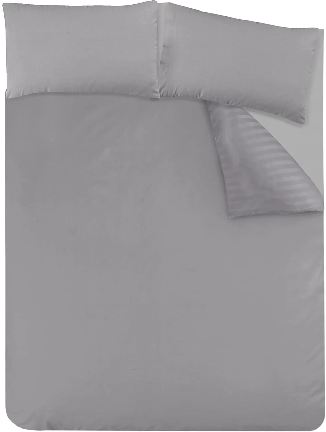 Smart Living Luxury Satin Stripe Reversible Duvet Cover Bedding Set with Pillowcase in Grey 3
