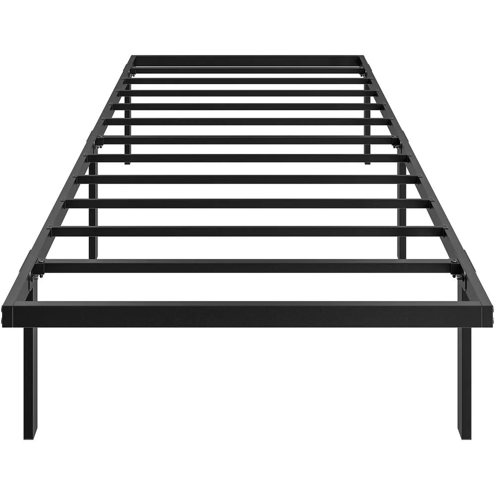 HOMCOM 3ft Single Bed Frame with Underbed Storage, No Box Spring Needed in Black 2