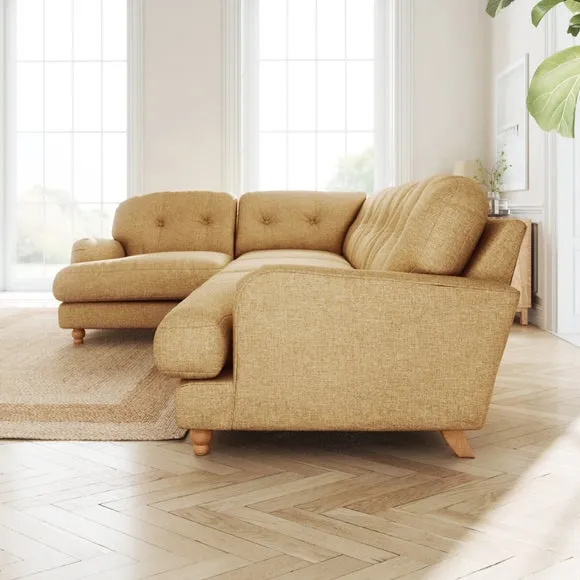 Martha Slub Faux Linen Full Corner Sofa 2