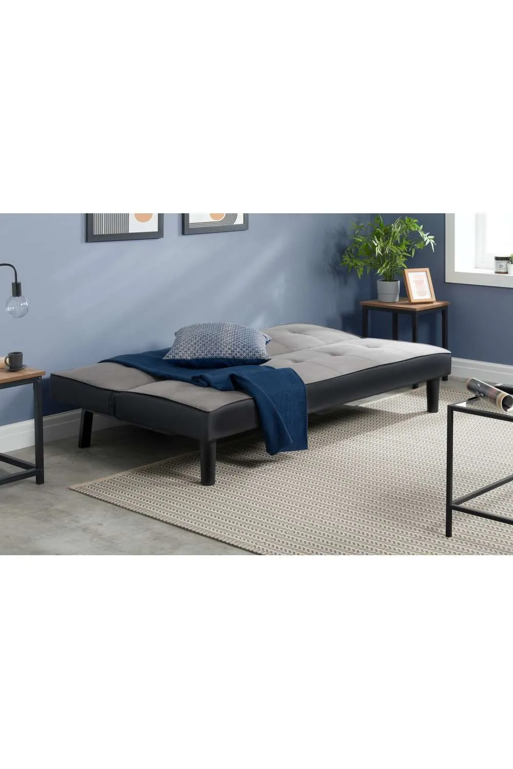 Birlea Velvet Sofa Bed Aurora 3 Seater Settee Modern Fabric in Grey 2