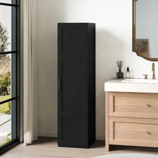 Costway 150 cm Tall Storage Cabinet 4-Tier Freestanding Floor Cabinet in Black 2