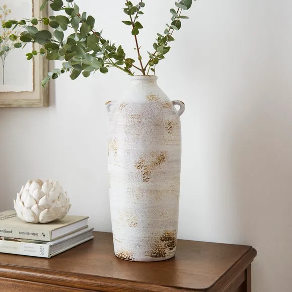 Tall Stone Bottle Vase with Handles 1