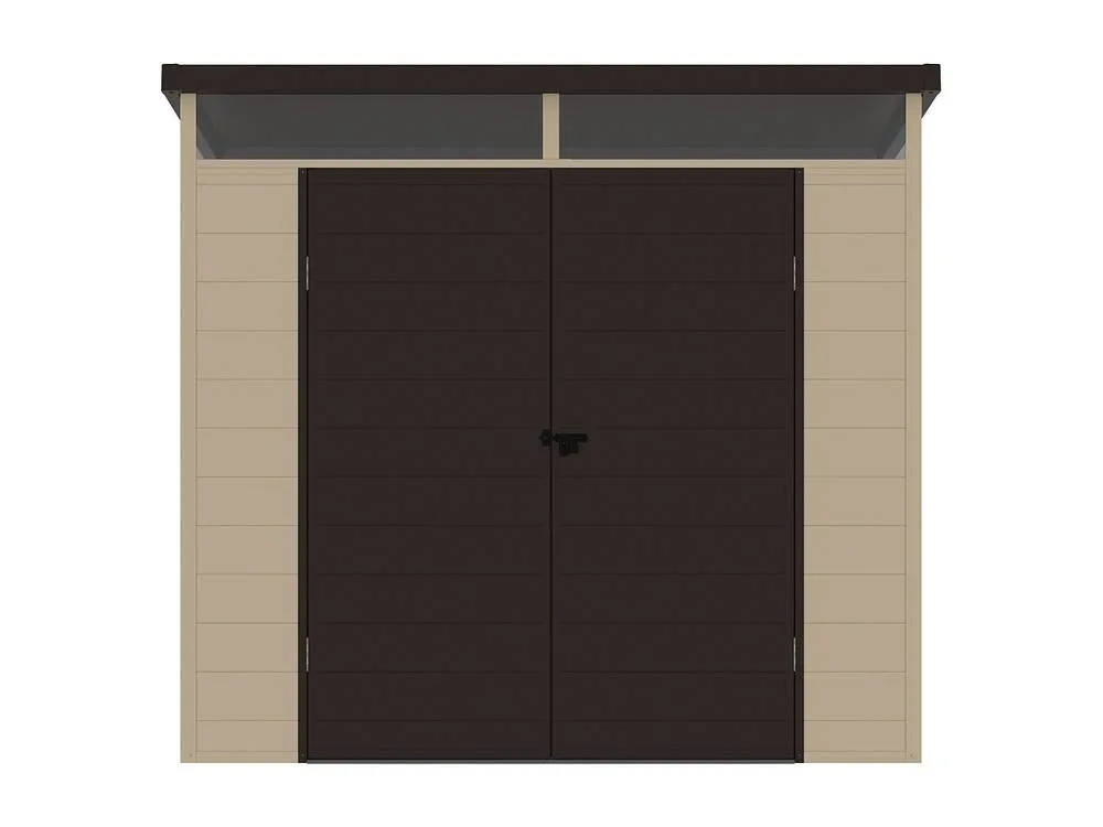 Vente-unique Beige & Brown Resin Garden Shed 4.57 M² With Floor - MINARO 2
