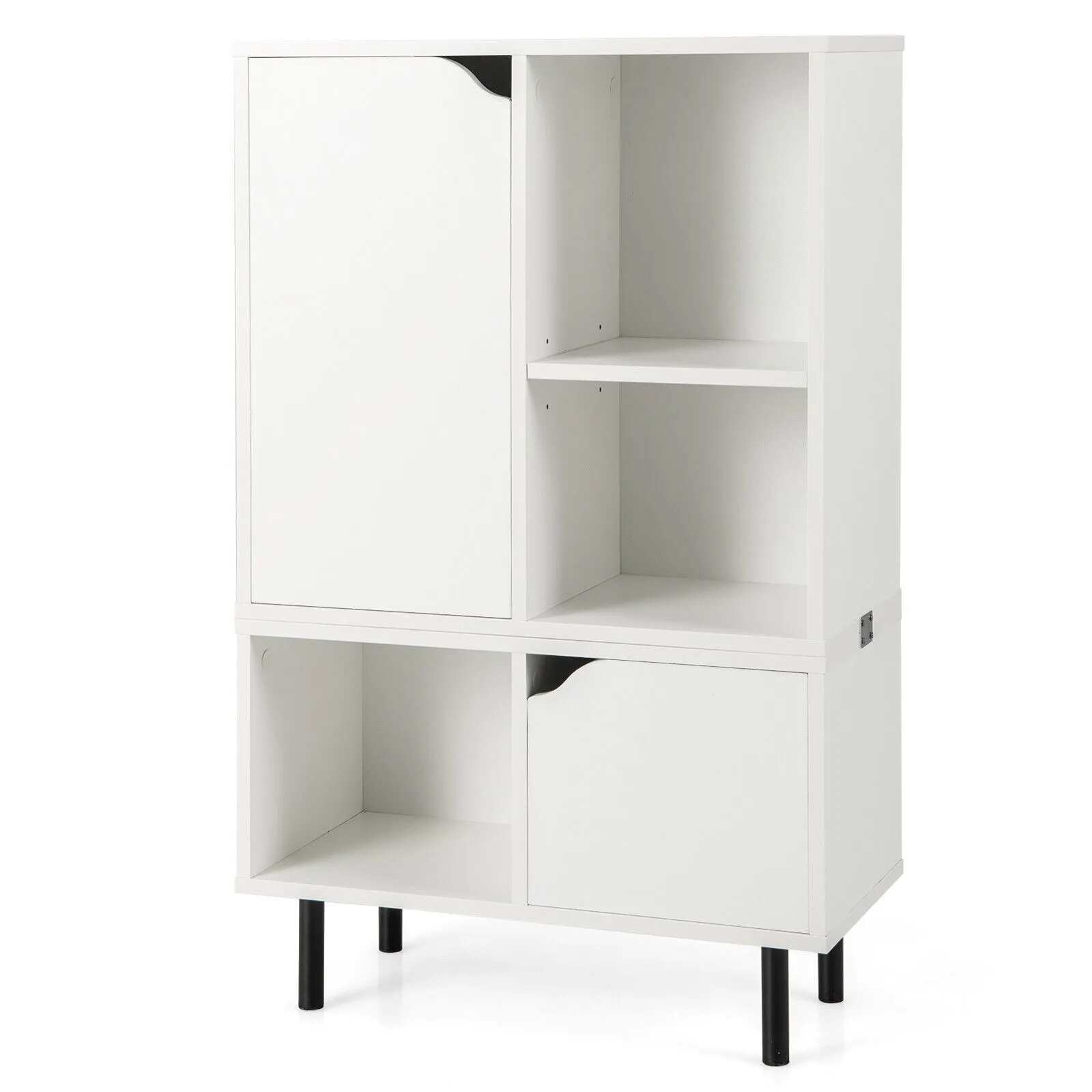 Costway Stackable Bookcase Combination Lattice Cabinet Floor Open Bookshelf in White
