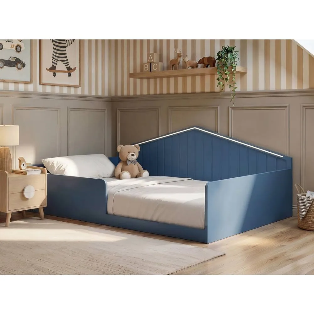 Flair Wilbur Small Double Montessori Bed with LED in Navy 4