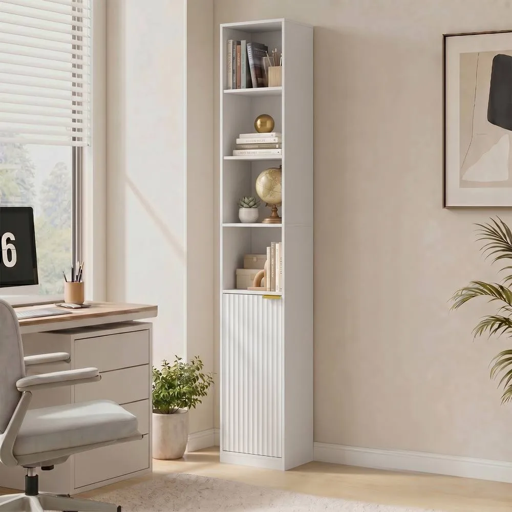 HOMCOM Bookcase Adjustable Shelf 6-Tier in White