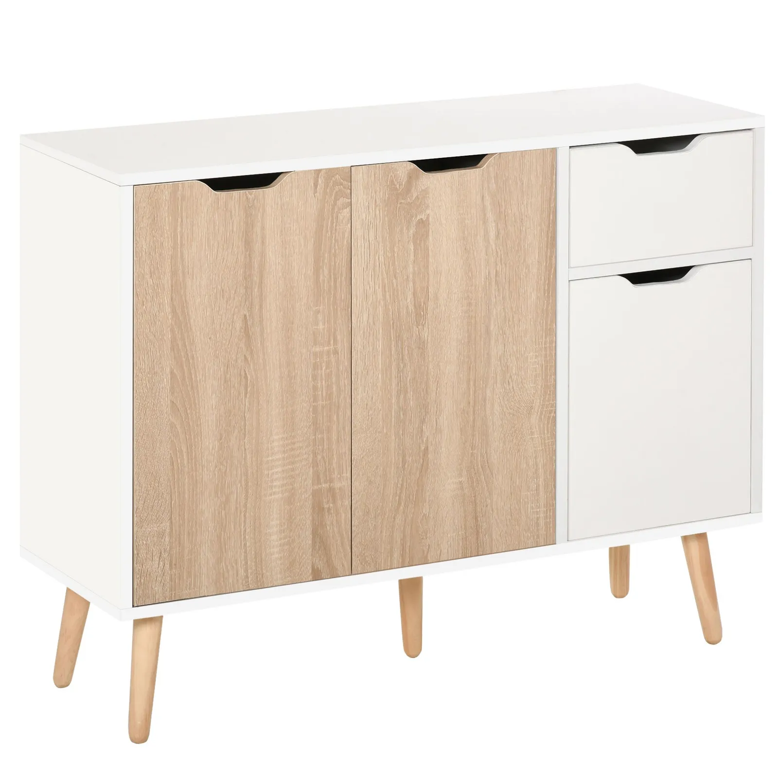 HOMCOM Cabinet Sideboard with Drawer Bedroom, Living Room, Home Office in Natural 2