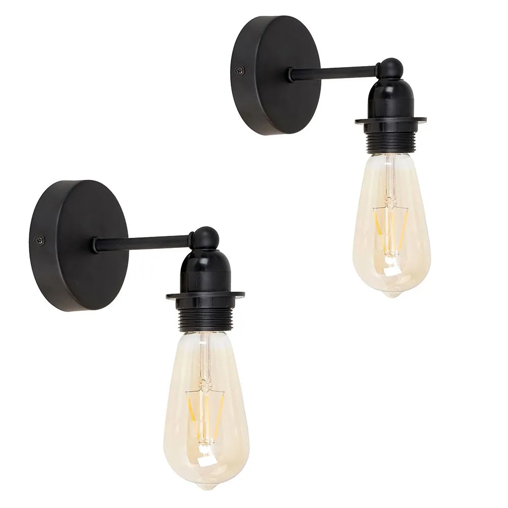 ValueLights Pair of Black Indoor Wall Light 2