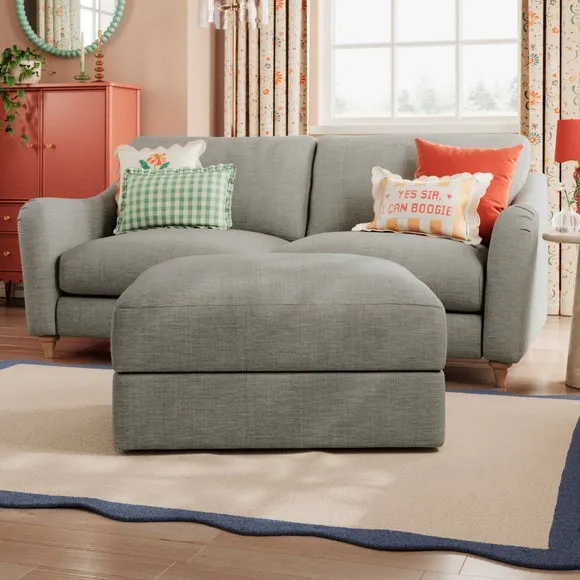 Hattie Slub Faux Linen Storage Footstool 4