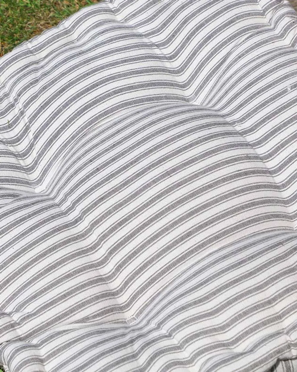Dibor Set of 4 Giant Grey Striped Indoor Outdoor Chair Seat Pad Garden Furniture Cushions L50cm x W50cm in Green 3