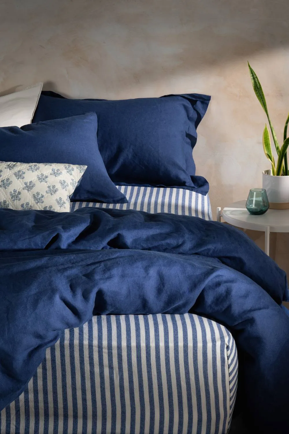 Soak&Sleep Mediterranean Blue French Linen 40cm Fitted Sheet 3