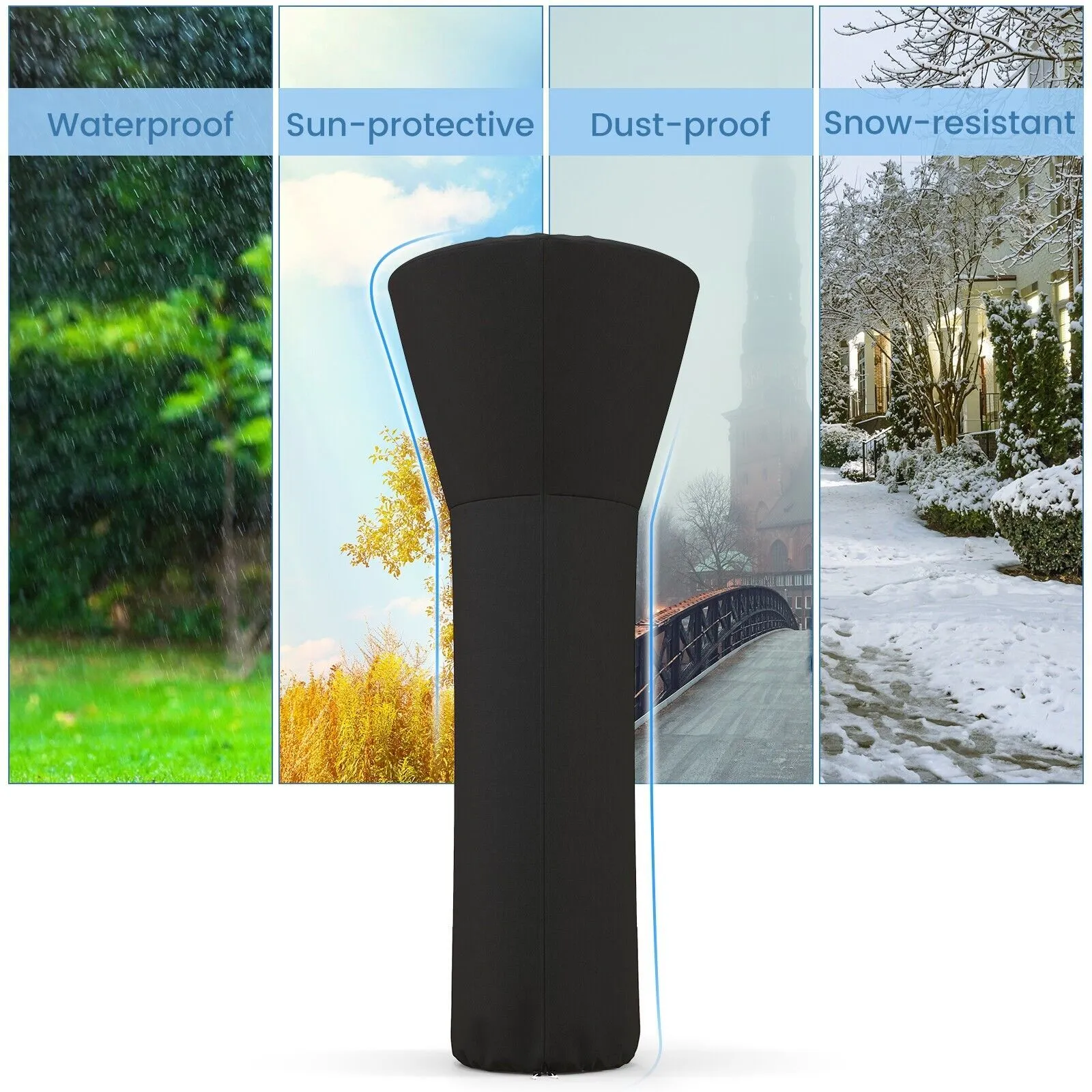 Costway Waterproof Patio Heater Cover Outdoor Patio Propane Heater Cover with Zipper in Black 3