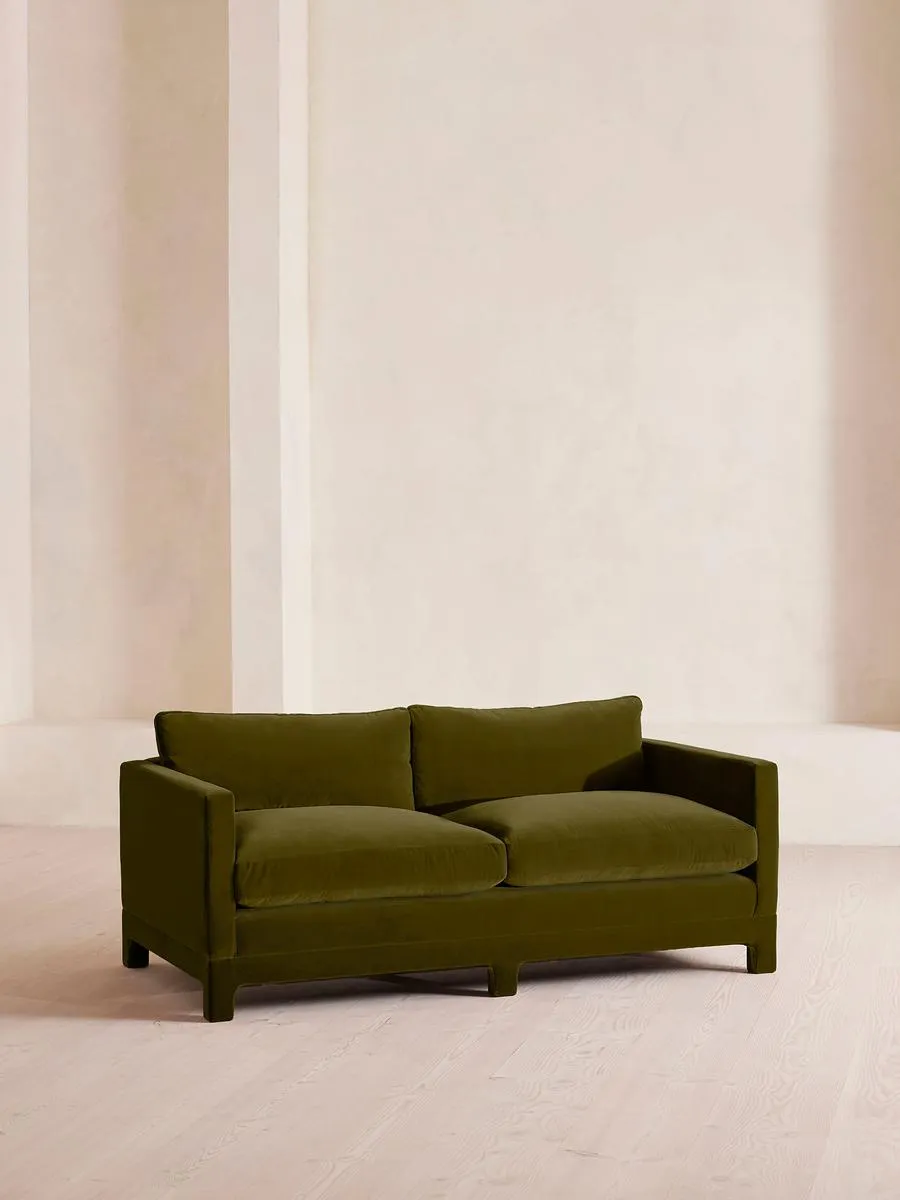 Ashford Two Seater Sofa, Velvet, Olive