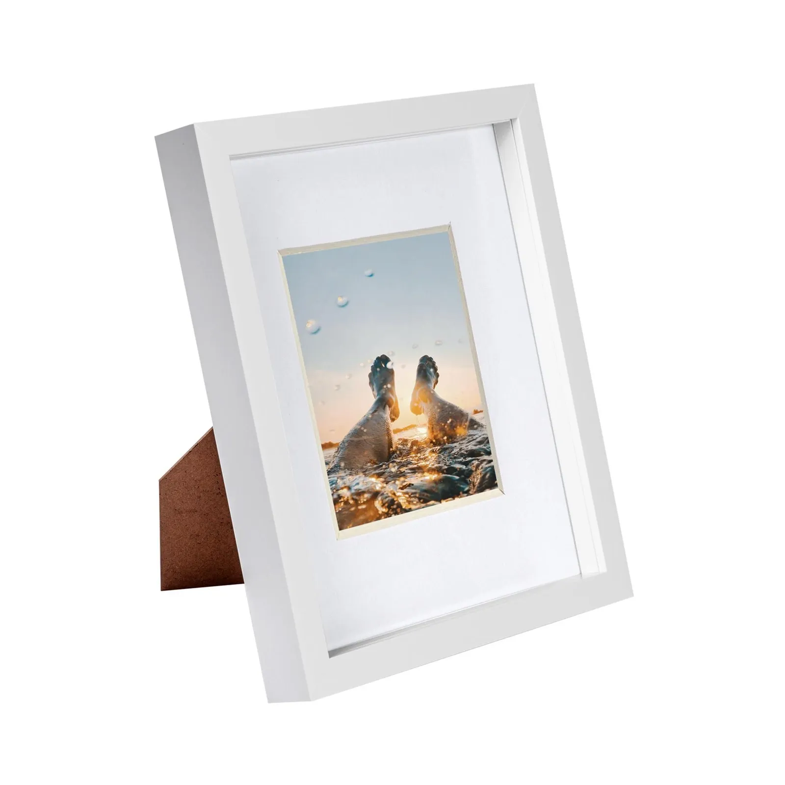 Nicola Spring Ivory 8x10" White 3D Box Photo Frame 4x6" 1