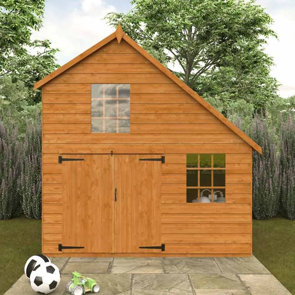 Buttercup Farm 6 x 8 Feet Club Garage 12mm Shed - Solid Wood/Softwood/Pine in Burnt Orange 2