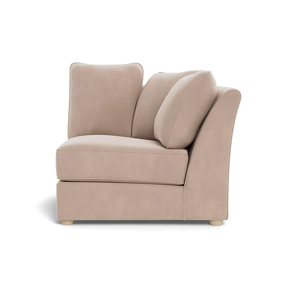 Heal's Tailor Curved Right Hand Facing Corner Unit Smart Velvet Pebble Natural Feet 1