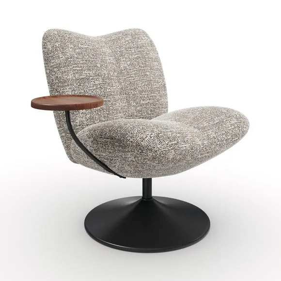 Junia Luxe Boucle Swivel Chair with Table 6