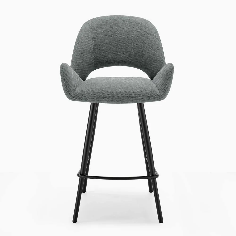 FurnitureboxUK 2x Layla Grey Fabric Bar Chairs 4