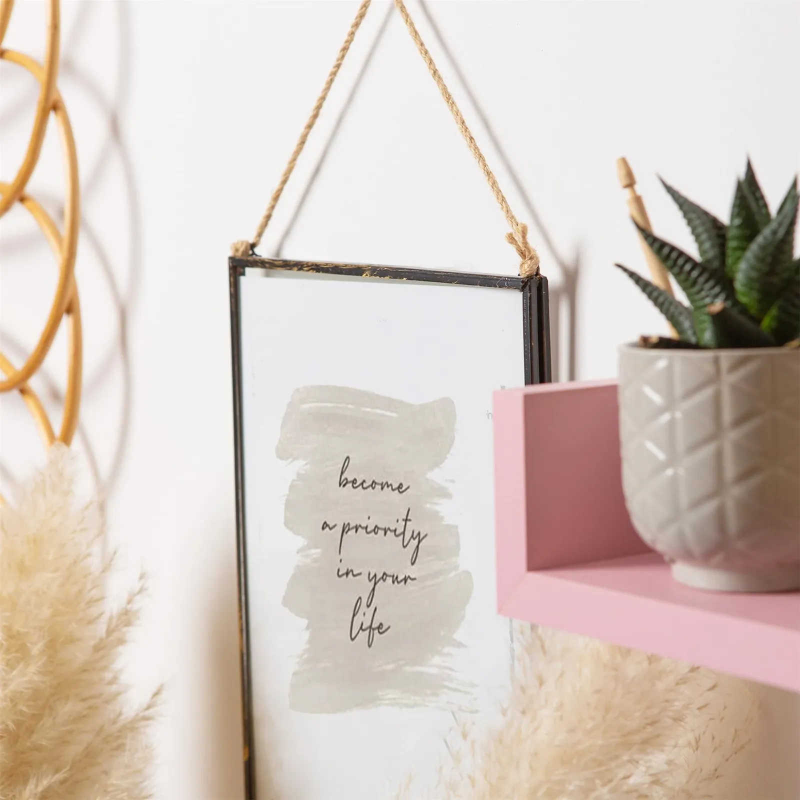 Nicola Spring Hanging Metal Photo Frame - 8" x 10" - Picture Frame Wall Mounted Frame with Rope in Black 6