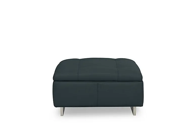 Moet Large Leather Standard Footstool - Peacock