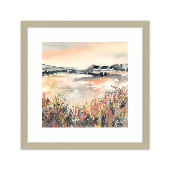 Peach Hills and Hedgerows Framed Print 2