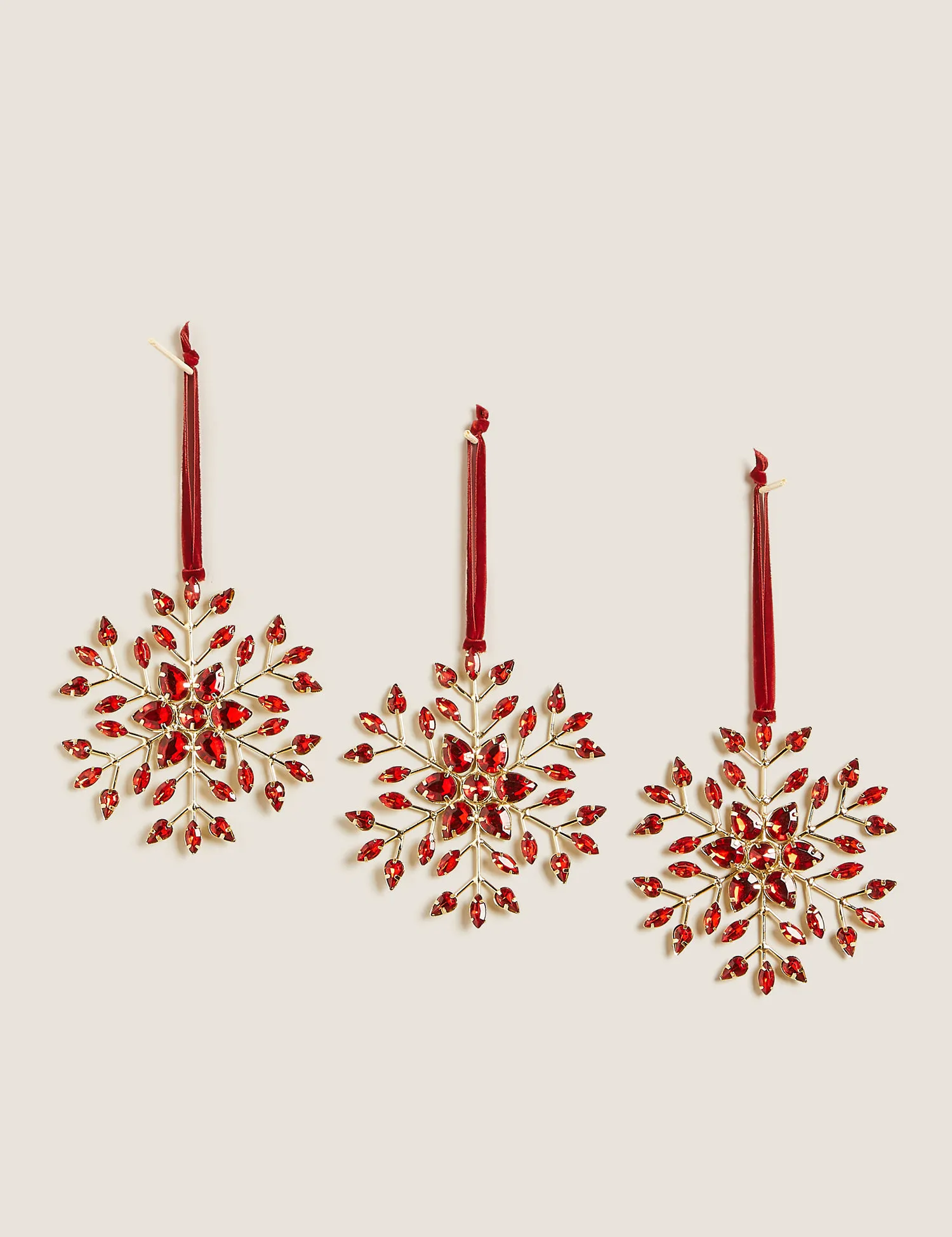 M&S 3 Pack Jewelled Snowflake Decorations