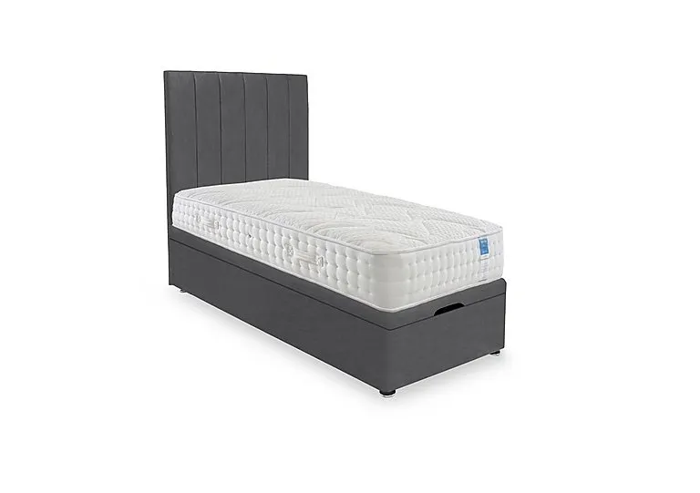 Luxury Firm End Lift Ottoman Divan Set - Small Single - Plush Dark Grey