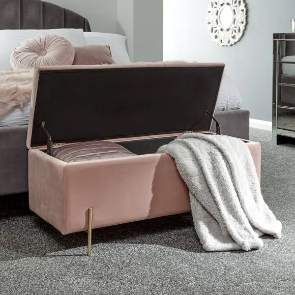 Mystica Velour Ottoman Storage Bench 2