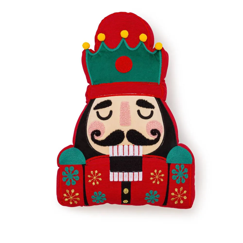 Luxury Living Nutcracker Festive Embroidered Christmas Cushion in Red