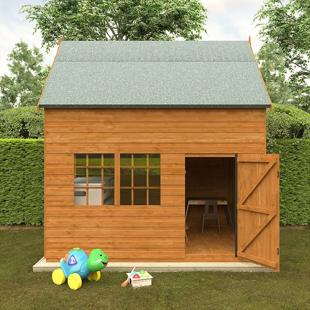 Buttercup Farm 8 x 6 Feet Country Cottage 12mm Shed - Solid Wood/Softwood/Pine in Burnt Orange 2