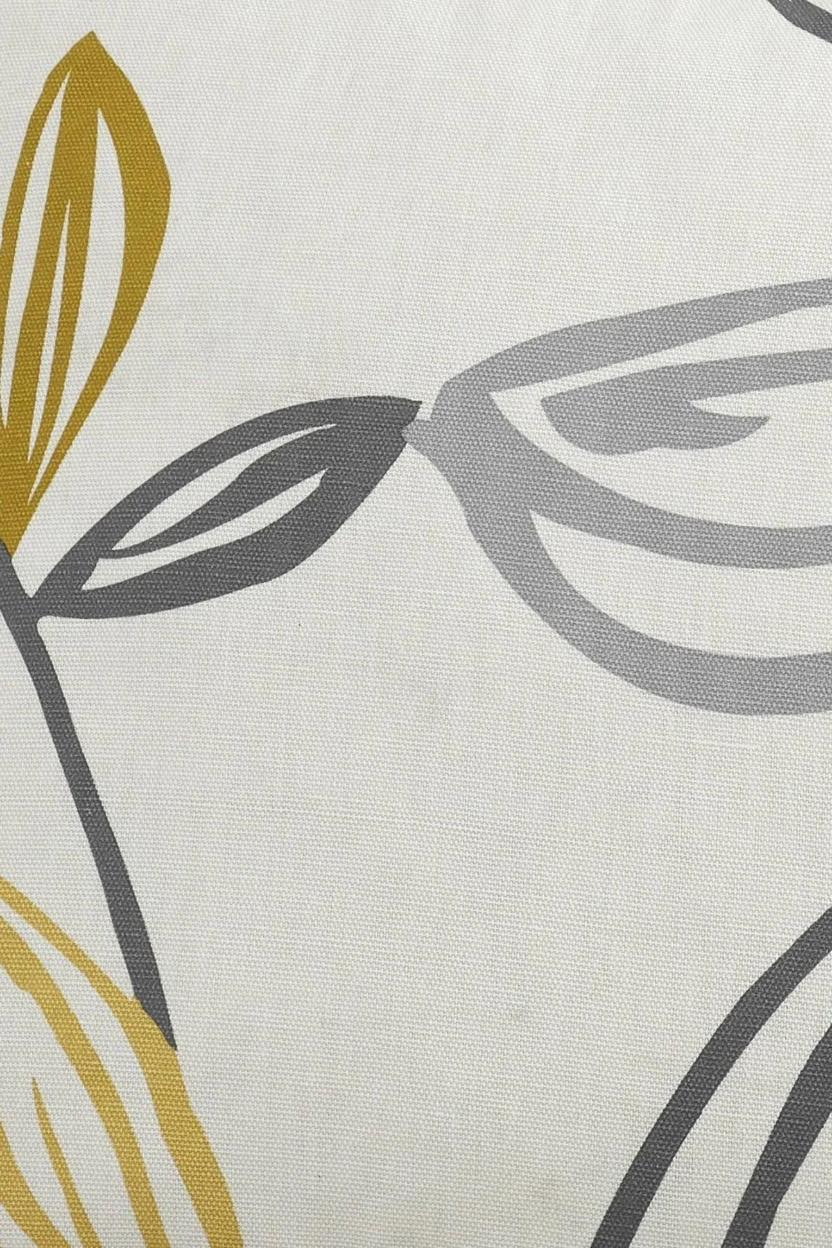 Fusion 'Ensley' Minimalist Leaf Print Filled Cushion 100% Cotton in Mustard 3
