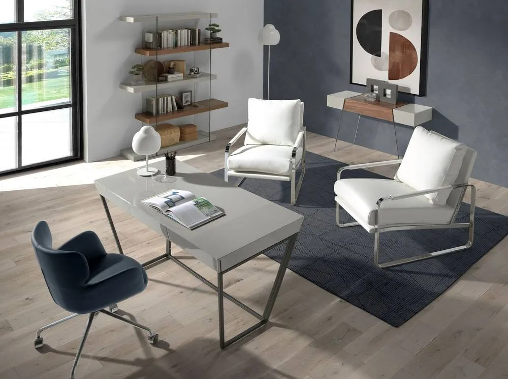 Angel Cerda Walnut & Grey Console Table with Tempered Glass Legs in Pale Grey 4