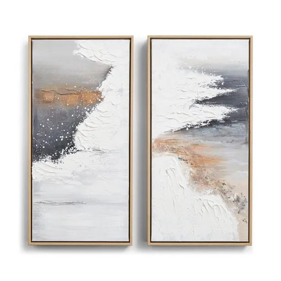 Set of 2 Waves Framed Canvases 3