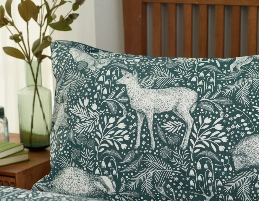 Deyongs Woodland Folk Printed Soft & Breathable Cotton Rich Duvet Cover Set in Green 3