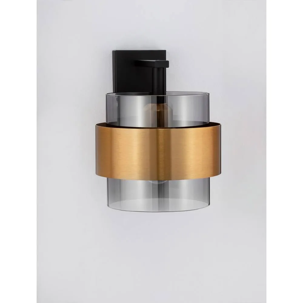 Netlighting Sianna 18cm Wall Lamp Smokey Sandy Black Brass Gold E27 1x12W 4